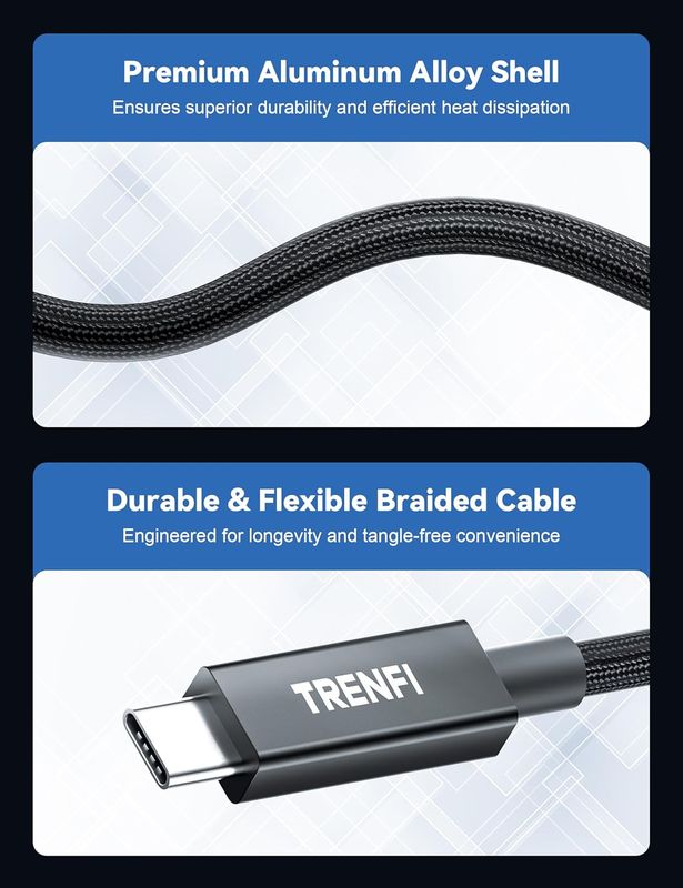 Prime Braided Thunderbolt 5 Cable (1m / 3.3ft) | Dual 8K & Triple 4K Displays | 120Gbps Speed & 240W Power | for MacBook Pro, Mac Studio/Mini, Pro Laptops/PC & Thunderbolt Workstations