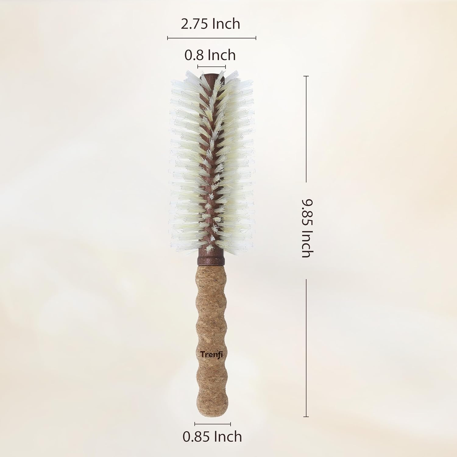 Boar Bristle Round Brush for Blow Drying and Blowout — 2.75 Inch Dual-Fiber Boar and Nylon Barrel with Cork Handle for Volume, Fine to Medium Hair