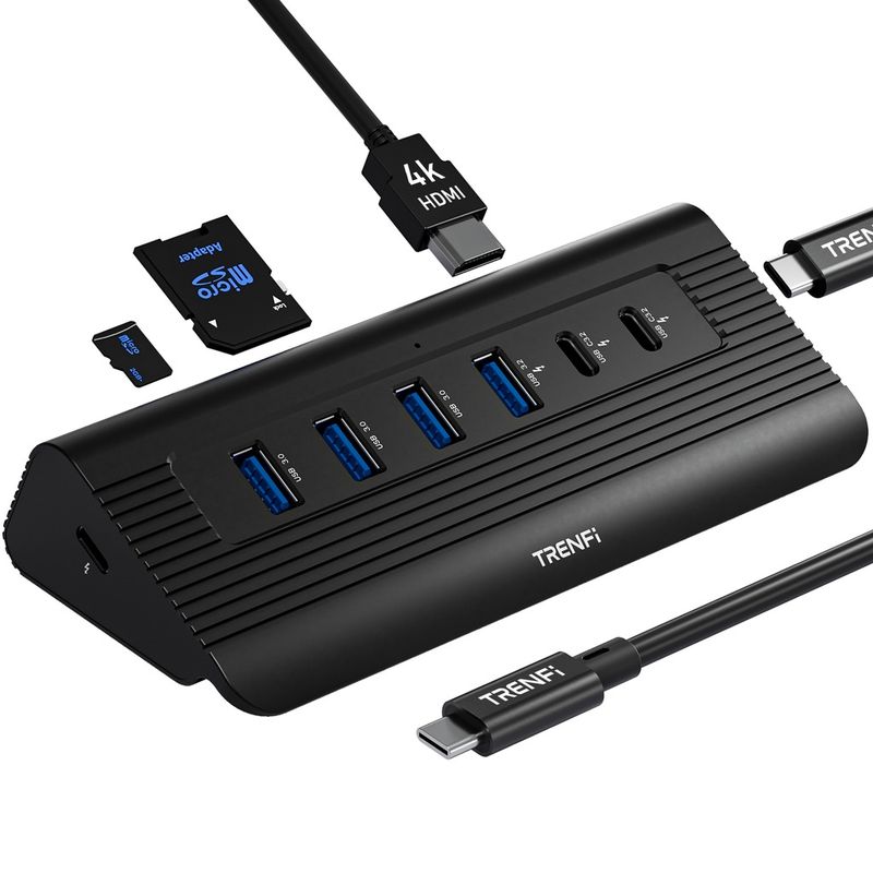 USB C Hub 10-in-1 Detachable Cable, USB 3.2 Gen2 10Gbps