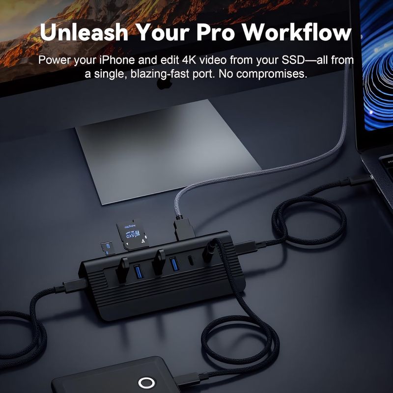 10-in-1 USB-C Hub Black + Thunderbolt 5 Cable