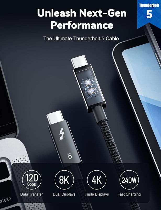 10-in-1 USB-C Hub Black + Thunderbolt 5 Cable