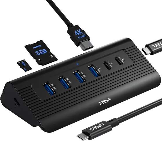 10-in-1 USB C Hub with Detachable Cable