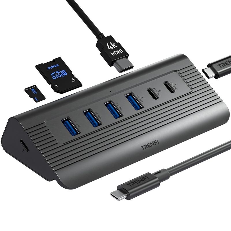10-in-1 USB C Hub with Detachable Cable