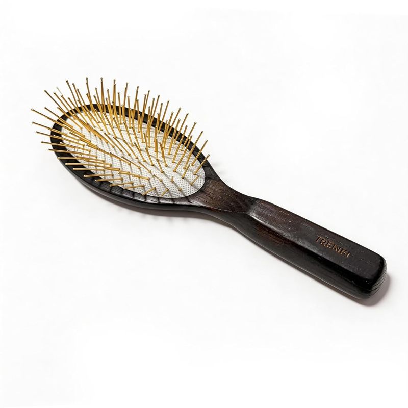 Oval Paddle Brush, Gold-Tone Metal Pins